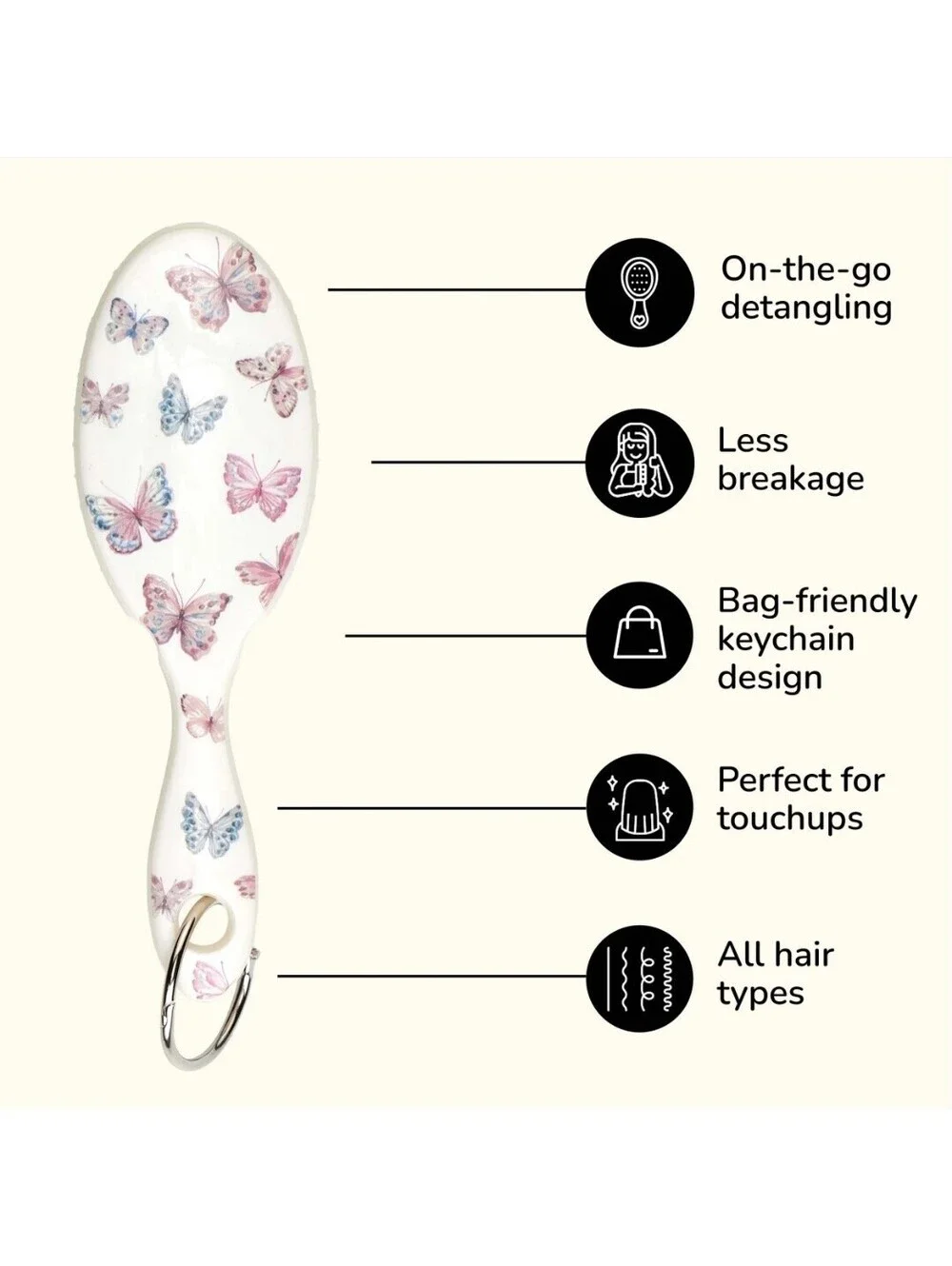 MacKenzie Childs x Wet Brush 🦋 Butterfly Hill Keychain Detangler Hair Brush NEW